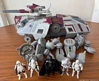 All components: disassembled AT-TE parts and five figures