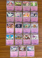 Front view of all 19 Obsidian Flames cards laid out