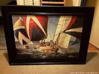 Full view of framed America's Cup sailing print