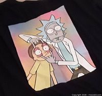 Close-up of Rick & Morty graphic print