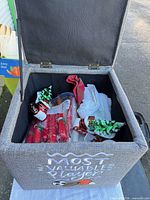 Open fabric cube showing contents