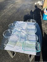 All ten glass dishes displayed together on table