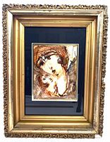 Framed artwork full view showing painting, mats and ornate frame