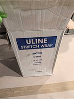 Box front showing Uline Stretch Wrap label S-2105 18" x 1500' 70 gauge