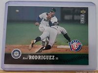 Front of 1996 Upper Deck Collector's Choice Alex Rodriguez card in top loader