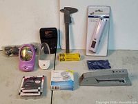 Group shot of all items laid out on table