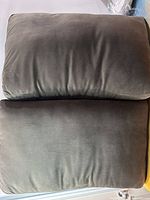 Top view of both olive microfiber back cushions