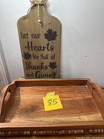 Tray and sign together showing overall lot