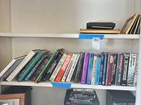 Full view of shelf holding entire lot of hardcover books