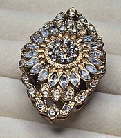 Top view showing full navette design with rhinestones