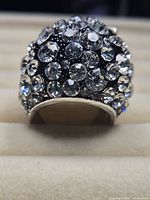 front view of dome ring showing pavé rhinestones