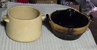 overview of crock and clay baking pot together