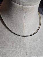 Necklace displayed on bust showing overall appearance and flat snake design