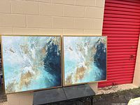 Front view showing both framed canvases and overall design