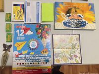 All items spread on table