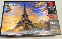 Front of puzzle box showing Eiffel Tower image, brand and 500-piece count
