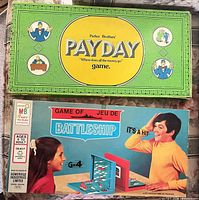 Both game boxes, Pay Day and Battleship, stacked