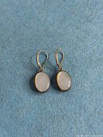 Pair of moonstone sterling earrings front view