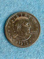 Obverse of 1979-P Susan B. Anthony dollar showing wide rim