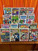 Full rack showing all bagged comics in lot