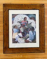 Front view of framed print with mat and rustic frame