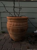 Front view of large terracotta planter