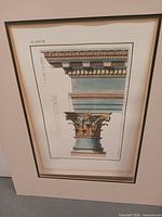 Architectural column capital print with mat and board
