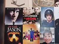 First grid of six prints showing key promotional ads and headshots