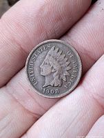 Obverse showing 1908 date and Liberty with headdress