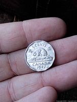 Reverse showing beaver, denomination, country and 1947 date