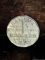 Obverse showing Nickel 1751-1951 design and denomination