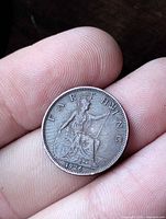 Reverse of 1926 British Farthing showing seated Britannia and date