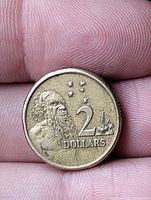 Reverse of 1988 Australian $2 coin showing Aboriginal elder design