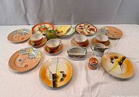 Full view of all lusterware pieces laid out