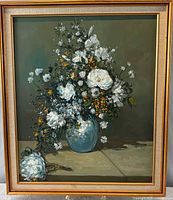 Full view of framed oil painting showing artwork and frame