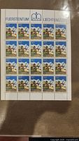 Liechtenstein 20-stamp sheet titled Fuerstentum Liechtenstein