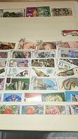First sheet showing Russian and Czechoslovak wildlife, art and commemorative stamps