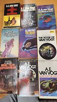 Nine A.E. Van Vogt paperbacks laid out 3 × 3