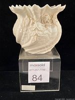 Front view of Belleek porcelain rose bowl showing overall form and condition