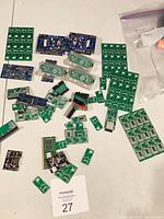 Overview of all circuit boards laid out on table