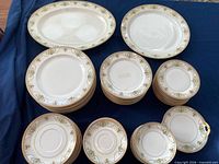 Group view of all plates, bowls, and trays