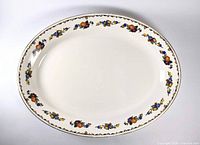 Top view of oval platter showing full floral border