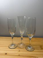 Front view of three champagne flutes