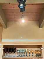 Shelf view showing all three colors of stemware