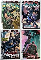 Group shot of four Batman City of Bane comics bagged and boarded