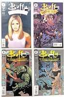 Group shot of four Buffy the Vampire Slayer comic issues 24, 25, 32, 33, each bagged