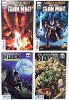 Group shot of four Marvel comic issues arranged 2x2