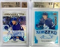 Front view of both graded cards in BGS slabs