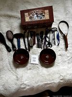 overview of entire pet grooming lot on white surface