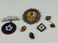 Group shot of all six enamel pins laid out